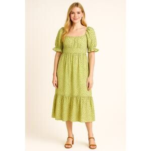 Polago Green Chiffon Polka Dot  Dress - Size XXL